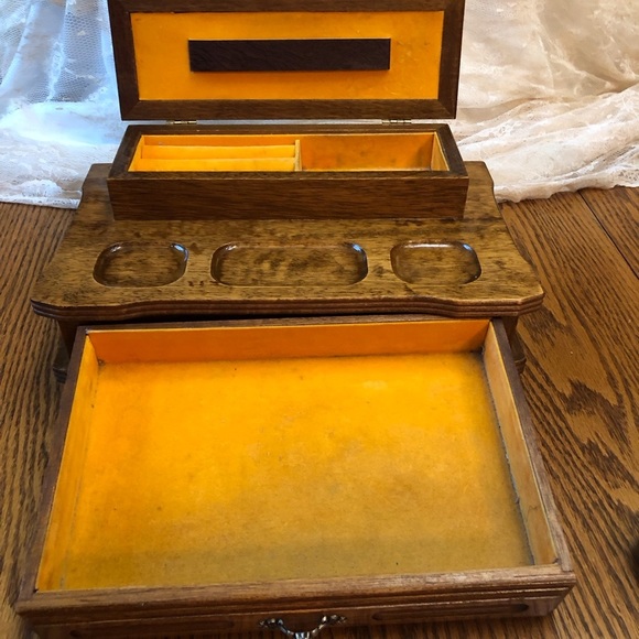 Vintage Men’s 2 Tier Wooden Valet from Kimco Jewelry Box Trinket Box - Picture 15 of 15